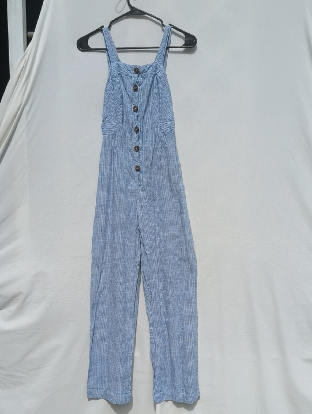 Japna Blue Striped Button-Front Jumpsuit